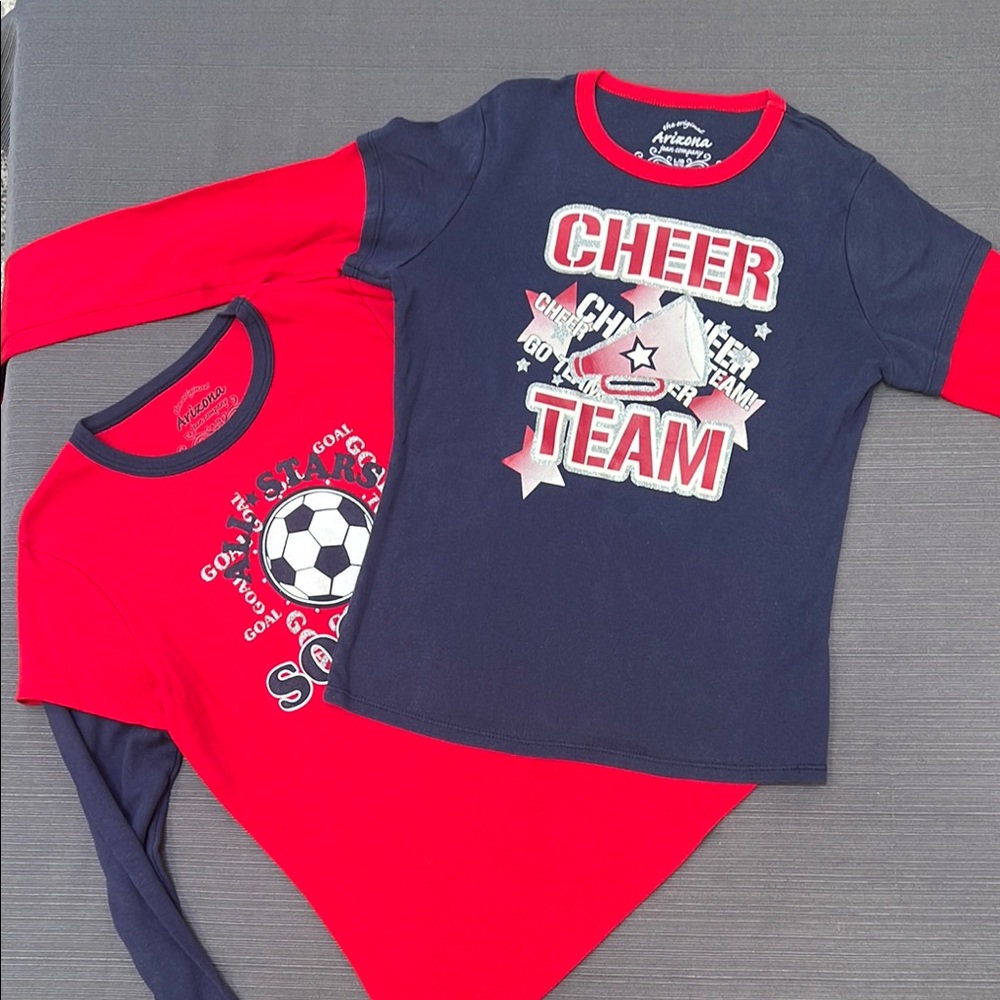 SET OF 2 GIRLS ARIZONA JEAN CO GRAPHIC SHIRTS-SZ L 14/16